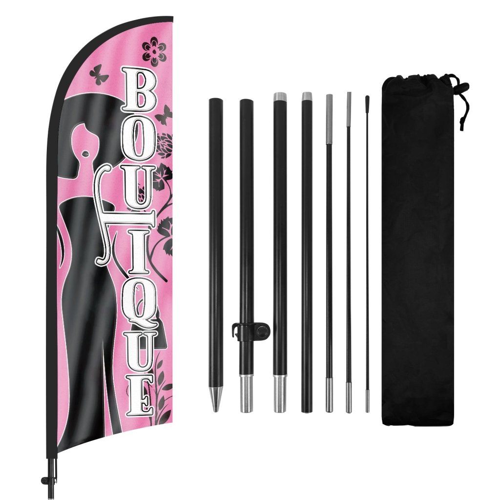 8ft Boutique Pink Feather Flag Pole Kit for Antique Business