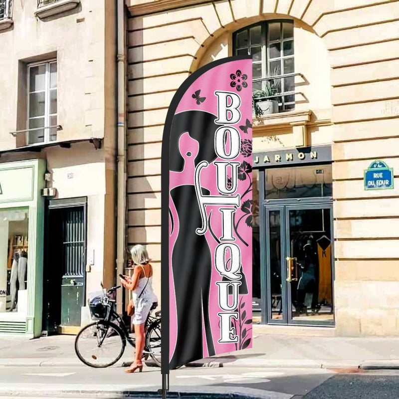 8ft Boutique Pink Feather Flag Pole Kit for Antique Business