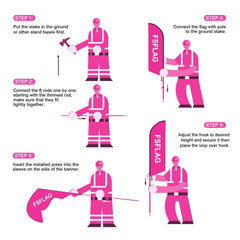 8ft Boutique Pink Feather Flag Pole Kit for Antique Business