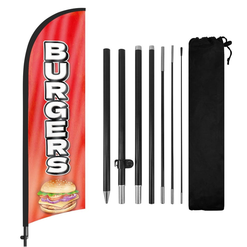 8ft Burgers Feather Flag with Pole and Stake