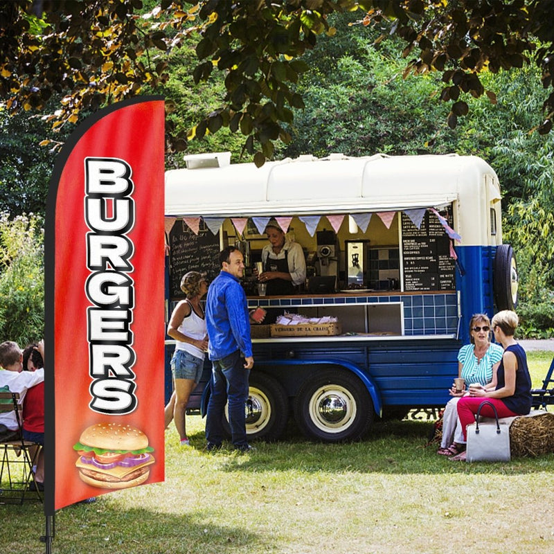 8ft Burgers Feather Flag with Pole and Stake