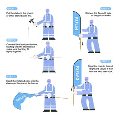 8Ft Car Wash Blue Feather Flag with Pole & Stake