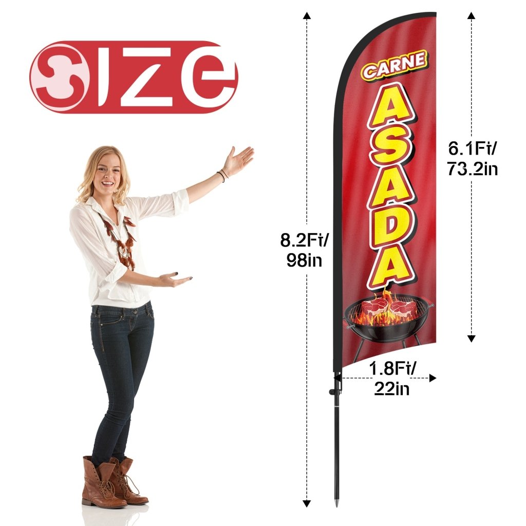 8Ft Carne Asada Feather Flag Pole Kit