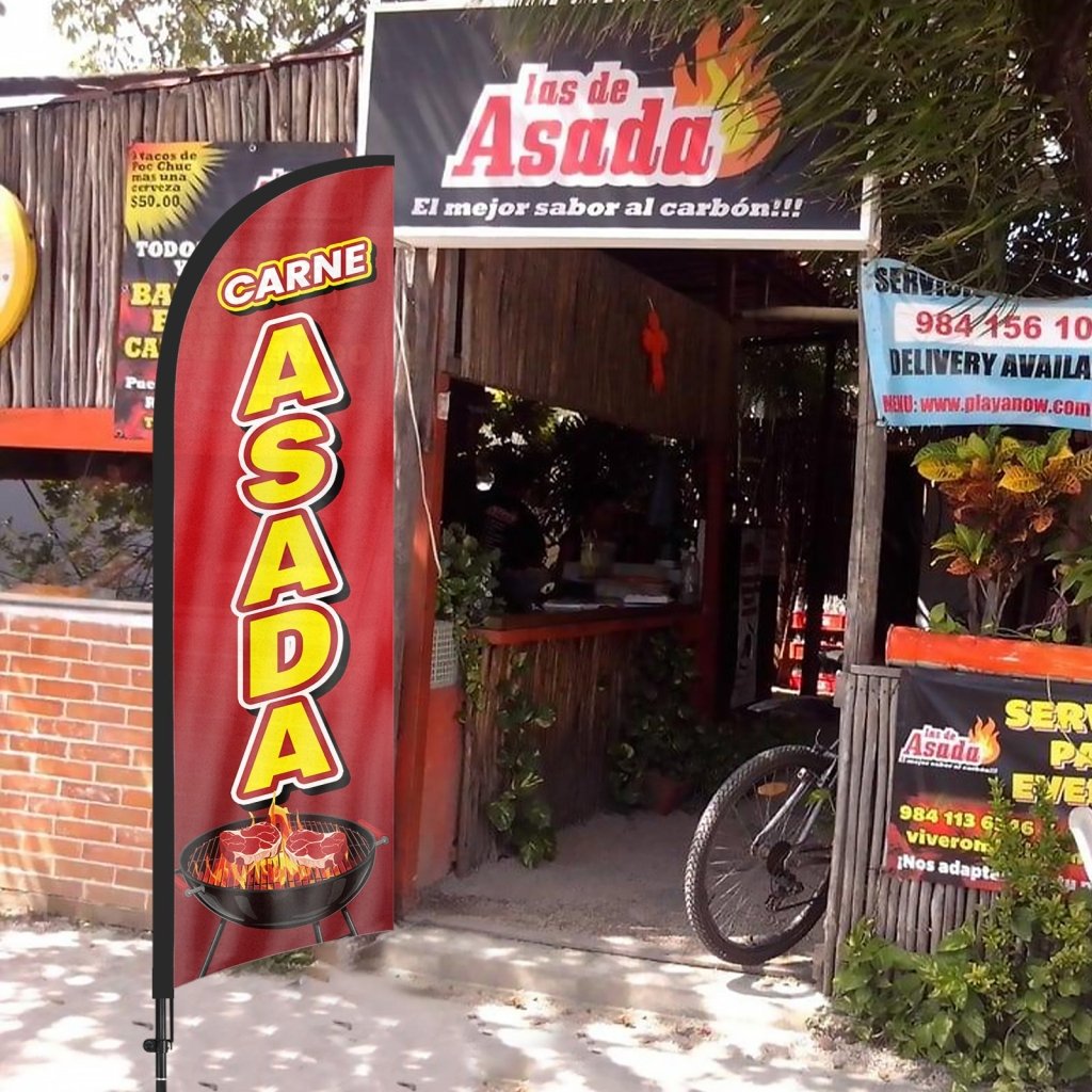 8Ft Carne Asada Feather Flag Pole Kit