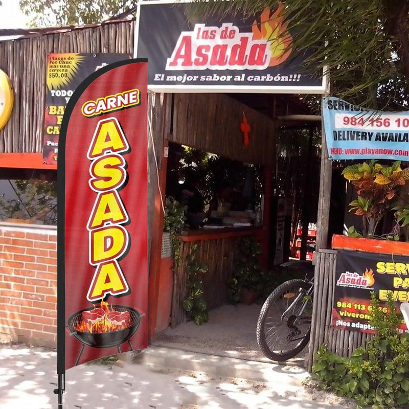 8Ft Carne Asada Feather Flag Pole Kit