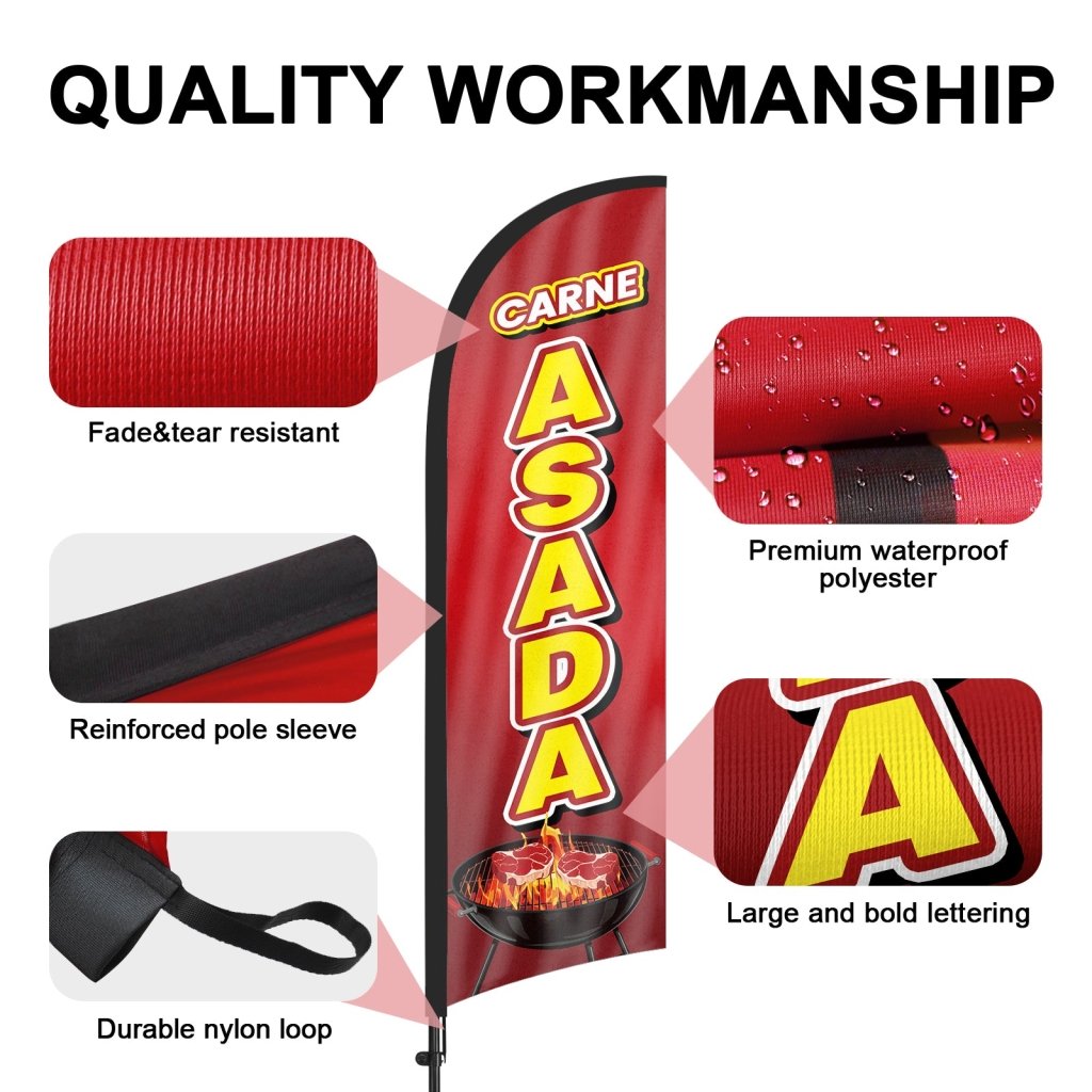 8Ft Carne Asada Feather Flag Pole Kit