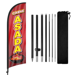 8Ft Carne Asada Feather Flag Pole Kit