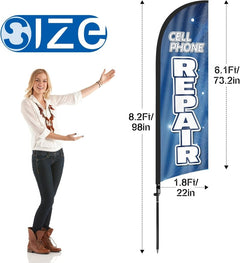 8Ft Cell Phone Repair Feather Flag with Pole & Stake