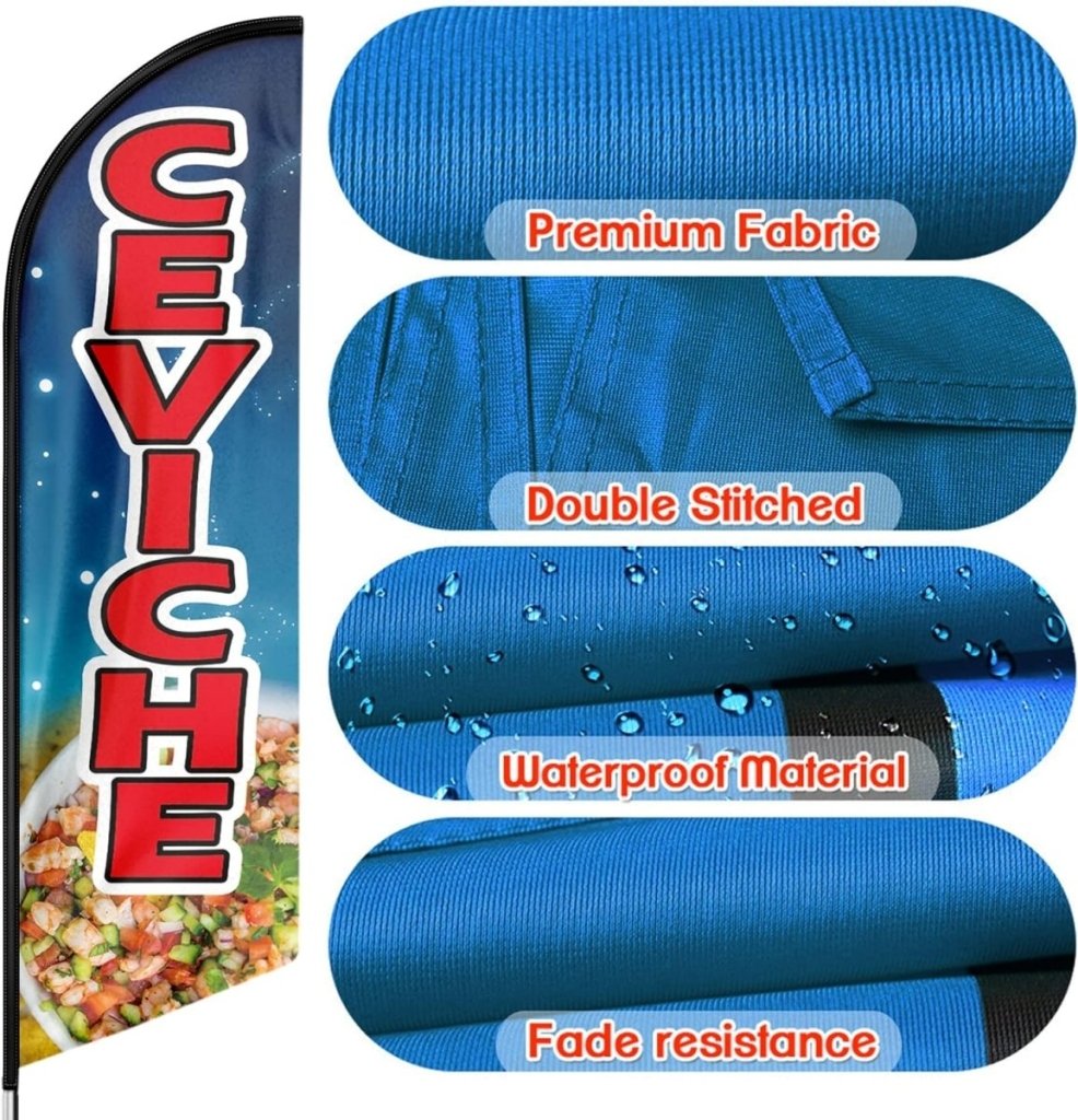 8ft Ceviche Feather Flag - Promote Your Ceviche Business!（Flagpole Not Included） - FSFlag