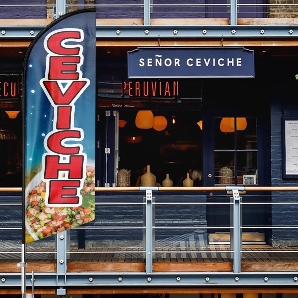 8ft Ceviche Feather Flag - Promote Your Ceviche Business!（Flagpole Not Included） - FSFlag