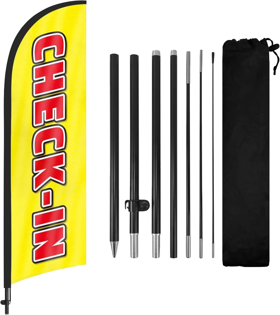 8Ft Check-in Feather Flag with Pole & Stake