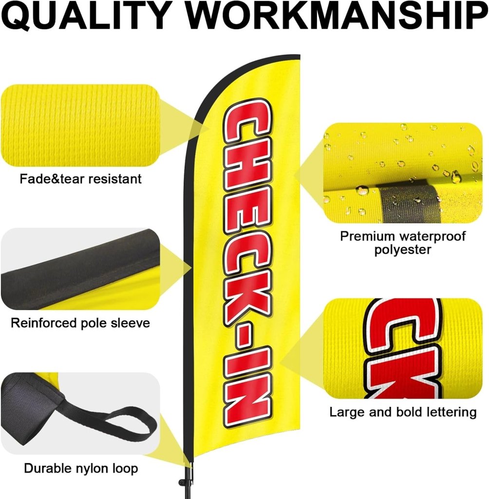8Ft Check - in Feather Flag with Pole & Stake