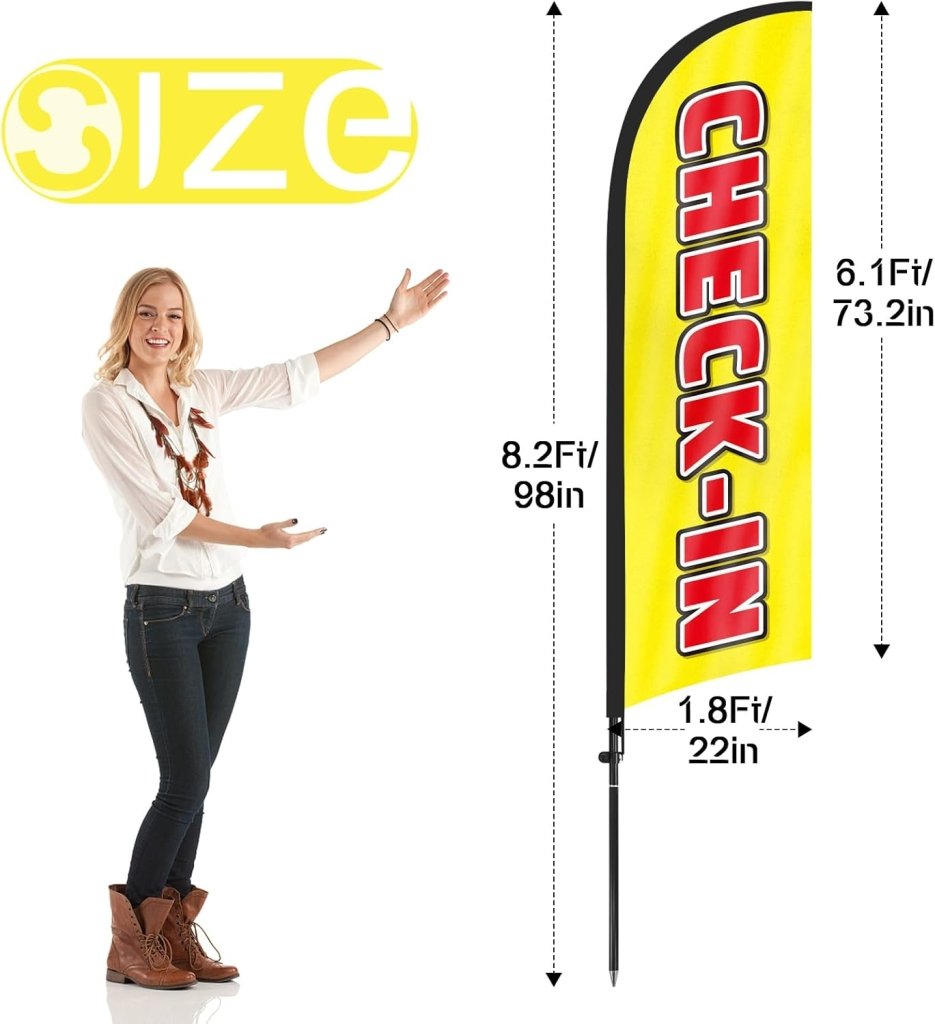 8Ft Check - in Feather Flag with Pole & Stake
