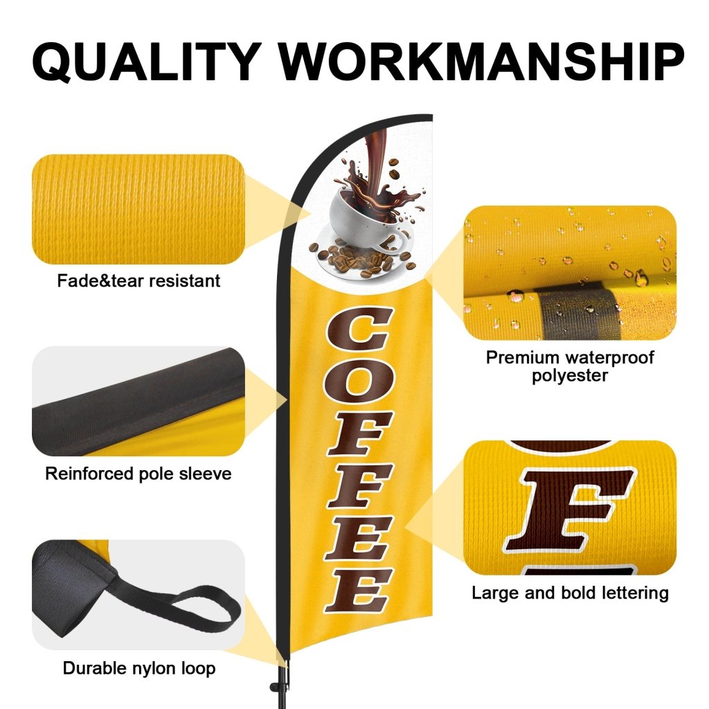 8ft Coffee 02 Feather Flag Kit with Pole and Stake