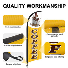 8ft Coffee 02 Feather Flag Kit with Pole and Stake