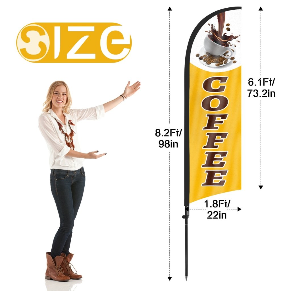 8ft Coffee 02 Feather Flag Kit with Pole and Stake