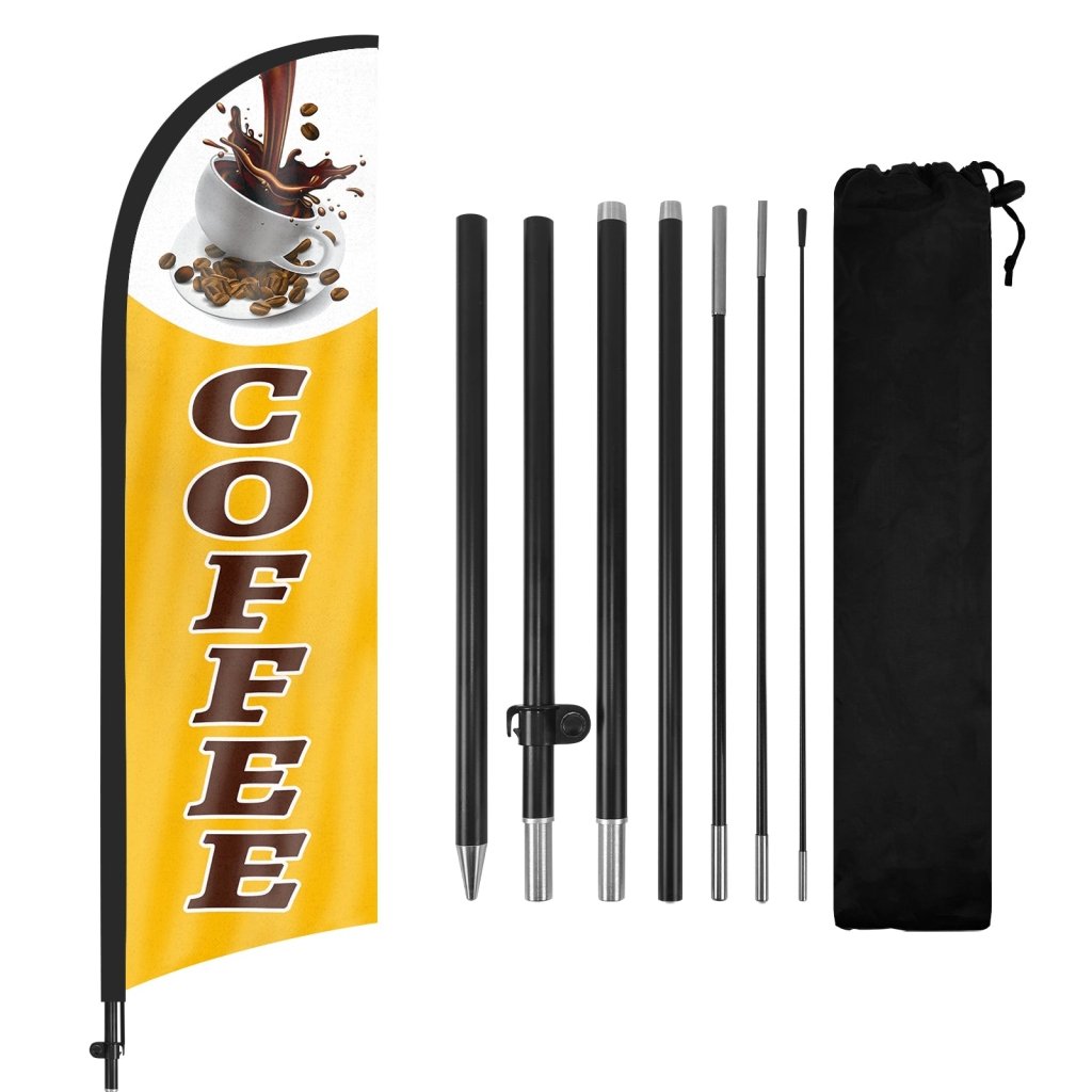 8ft Coffee 02 Feather Flag Kit with Pole and Stake