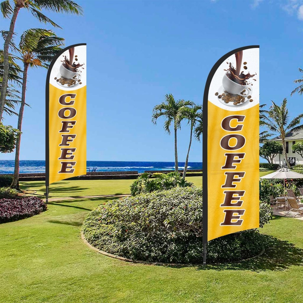 8ft Coffee 02 Feather Flag Kit with Pole and Stake