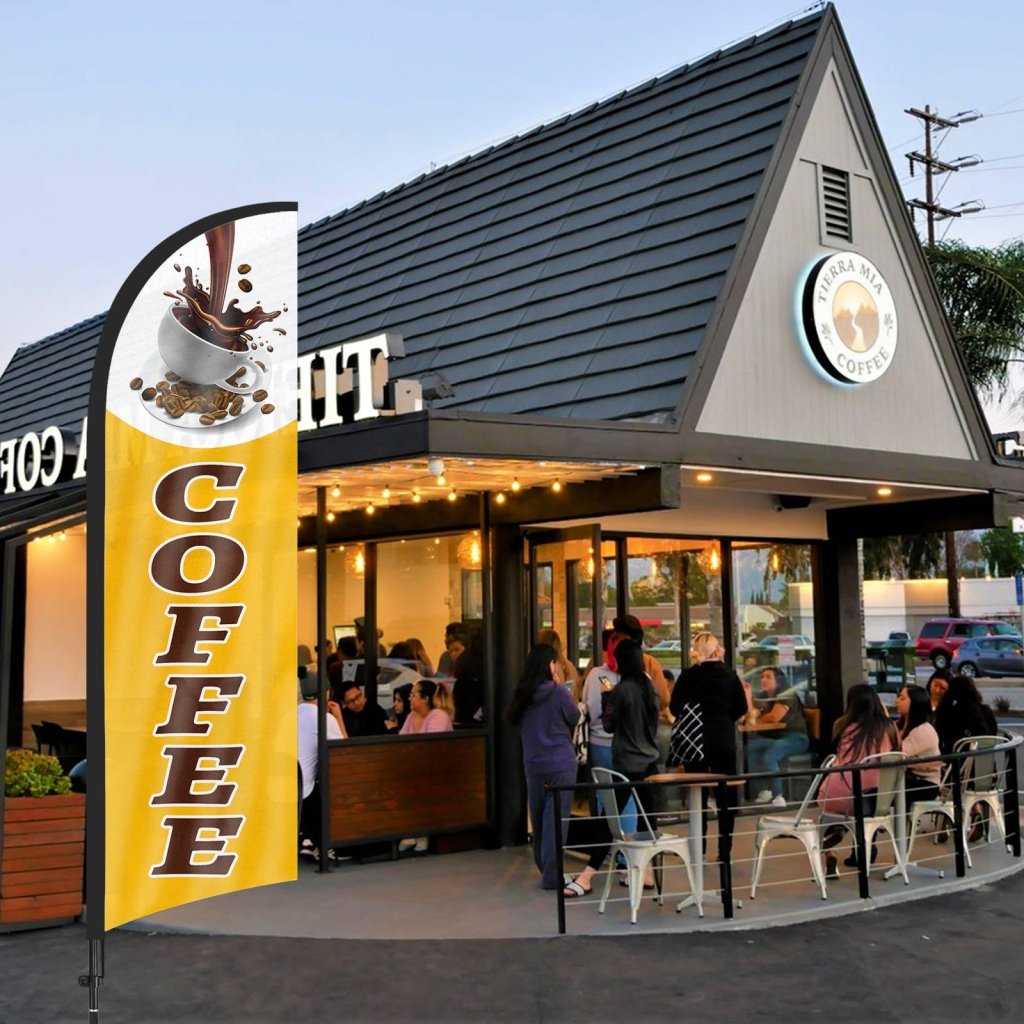 8ft Coffee 02 Feather Flag Kit with Pole and Stake