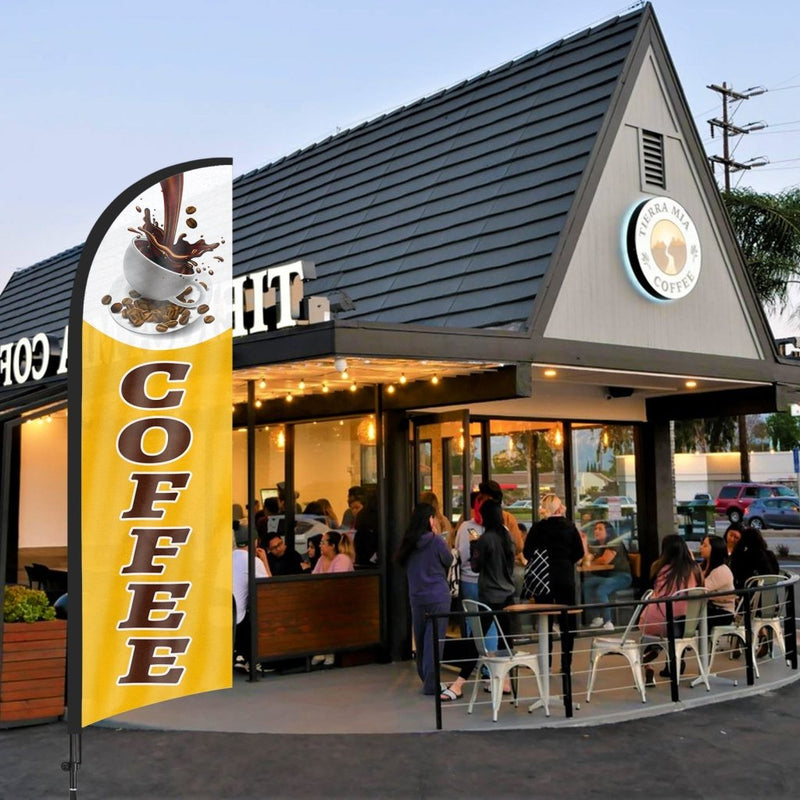 8ft Coffee 02 Feather Flag Kit with Pole and Stake