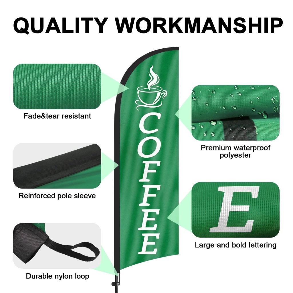 8ft Coffee Feather Flag Kit with Pole and Stake