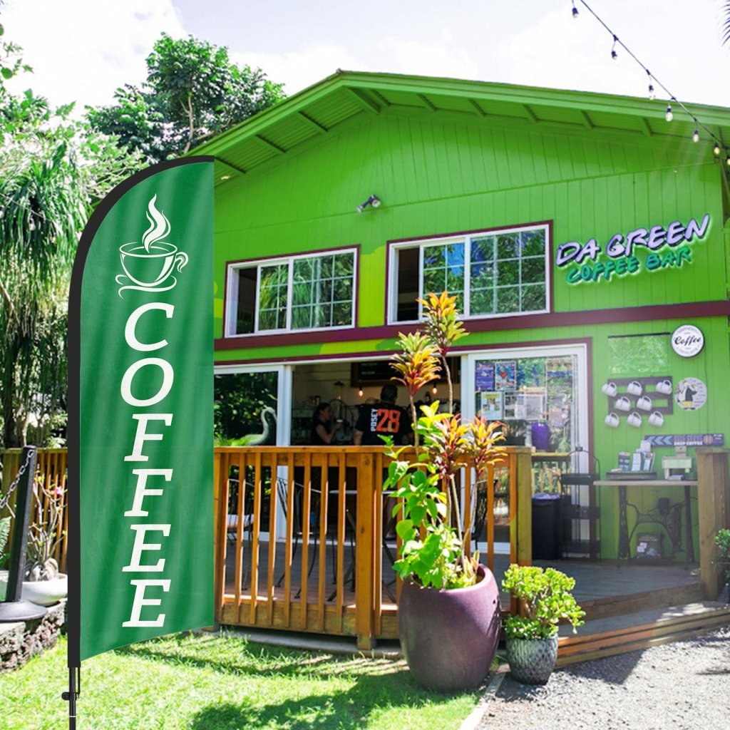 8ft Coffee Feather Flag Kit with Pole and Stake
