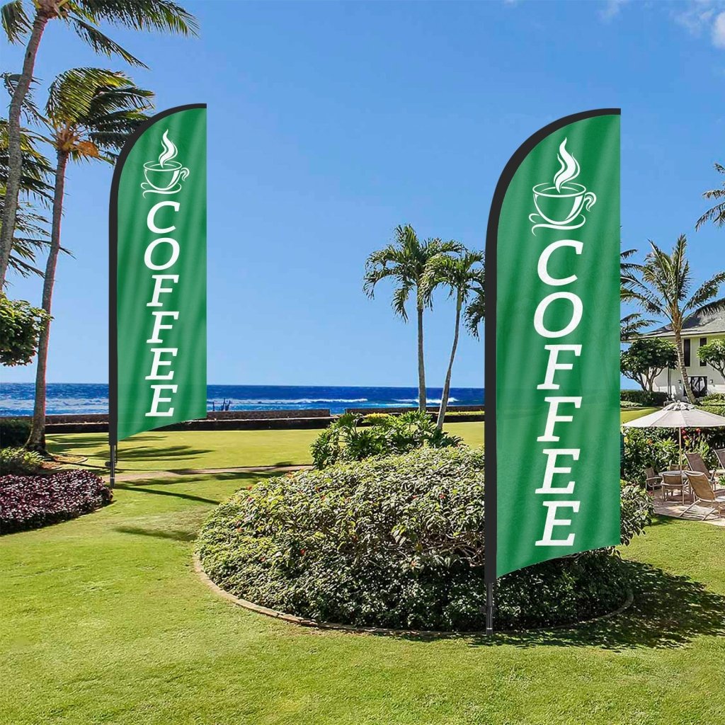 8ft Coffee Feather Flag Kit with Pole and Stake