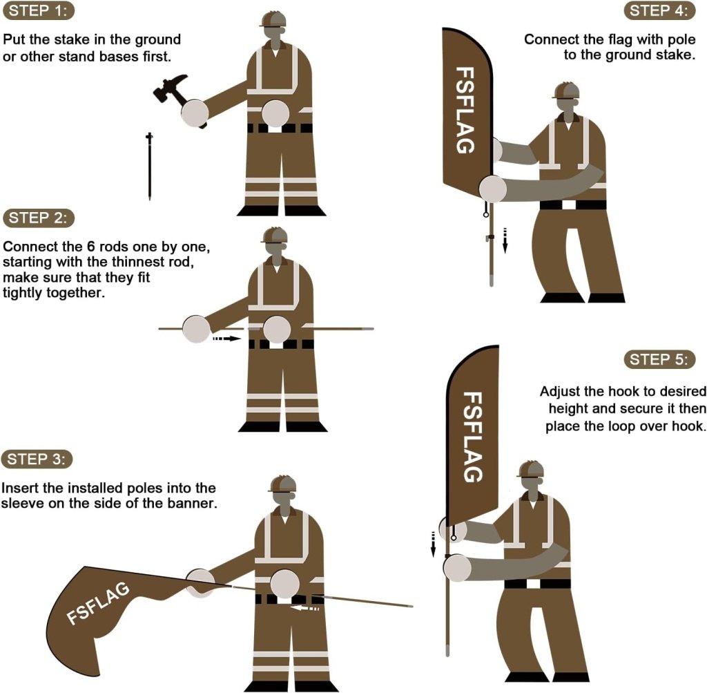 8Ft Coffee Feather Flag with Flag Pole and Ground Stake 2Pack