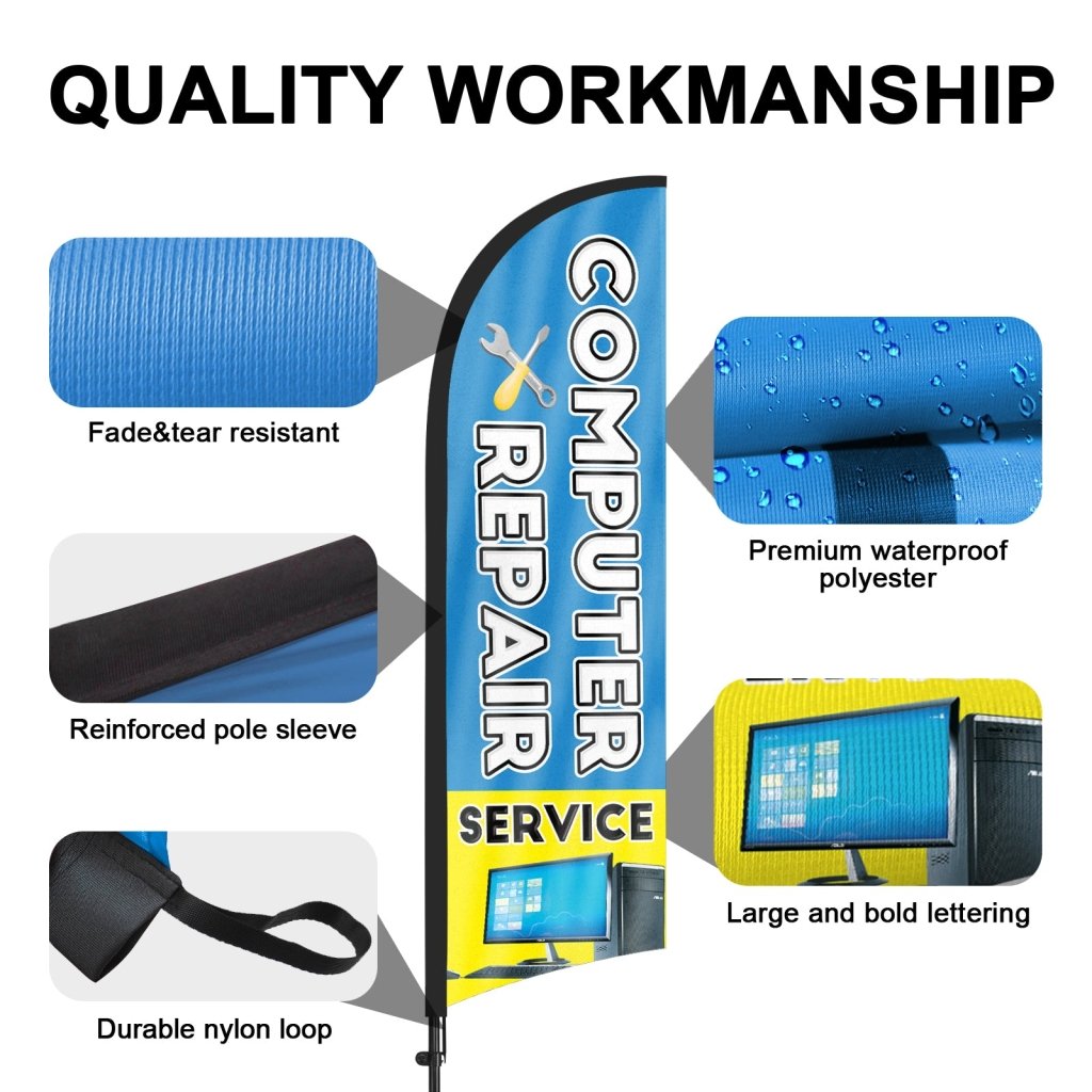 8ft Computer Repair Feather Flag Pole Kit
