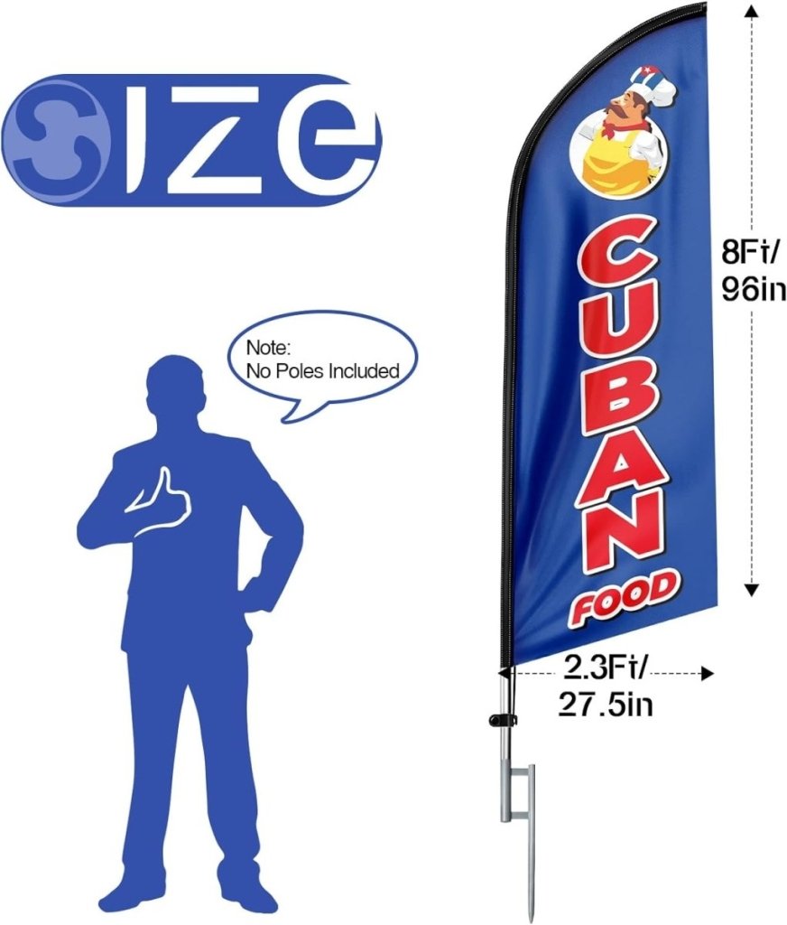 8ft Cuban Food Feather Flag - Boost Your Cuban Food Business!（Flagpole Not Included） - FSFlag