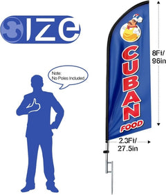 8ft Cuban Food Feather Flag - Boost Your Cuban Food Business!（Flagpole Not Included） - FSFlag