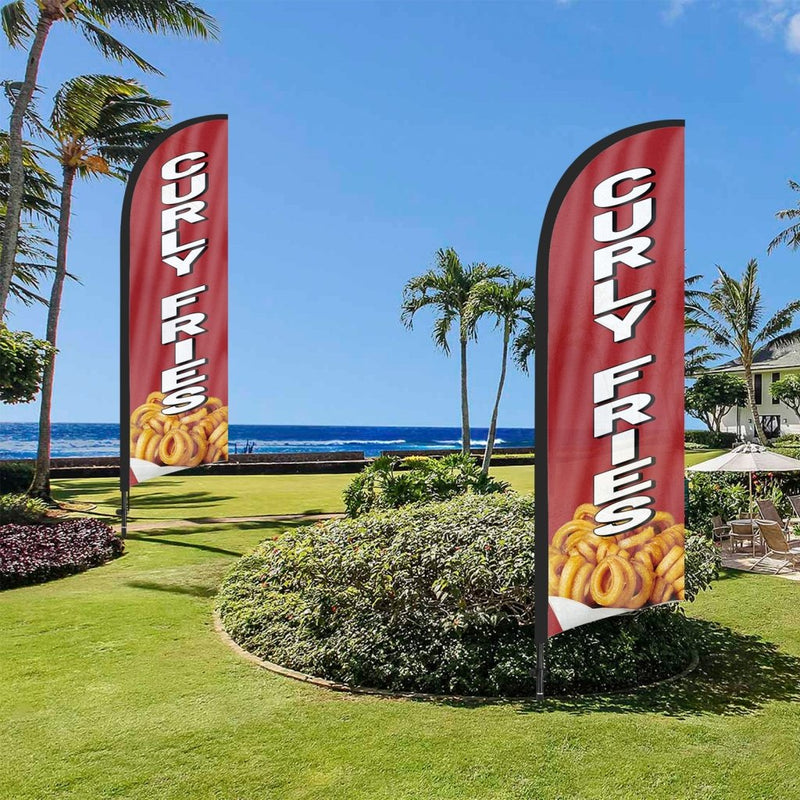 8Ft Curly Fries Feather Flag with Pole Kit