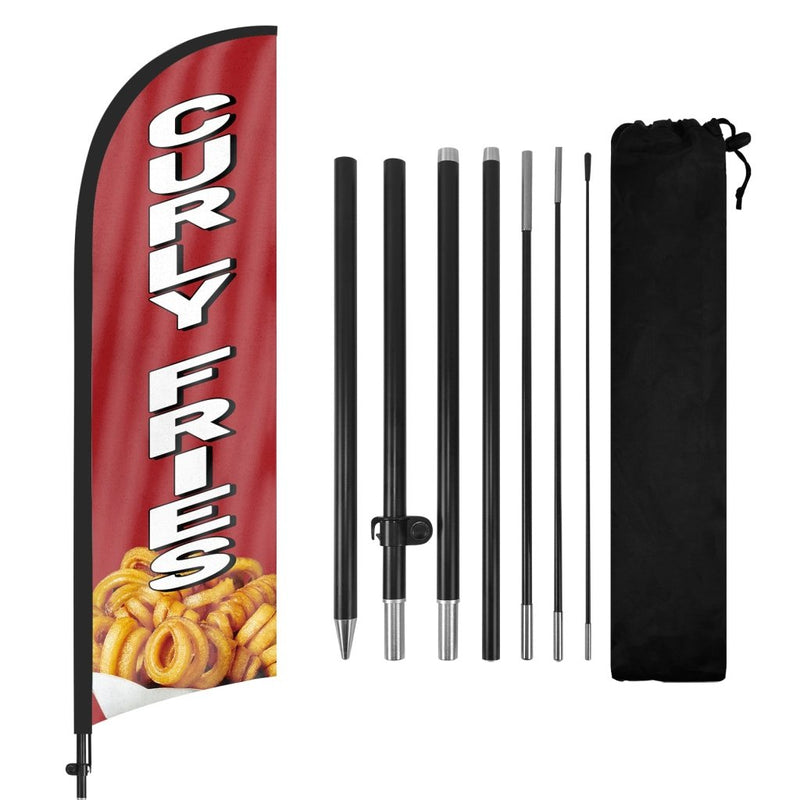 8Ft Curly Fries Feather Flag with Pole Kit