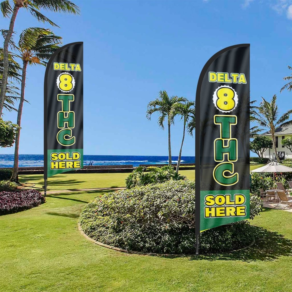 8Ft Delta 8 THC Sold Here 01 Feather Flag with Pole & Stake