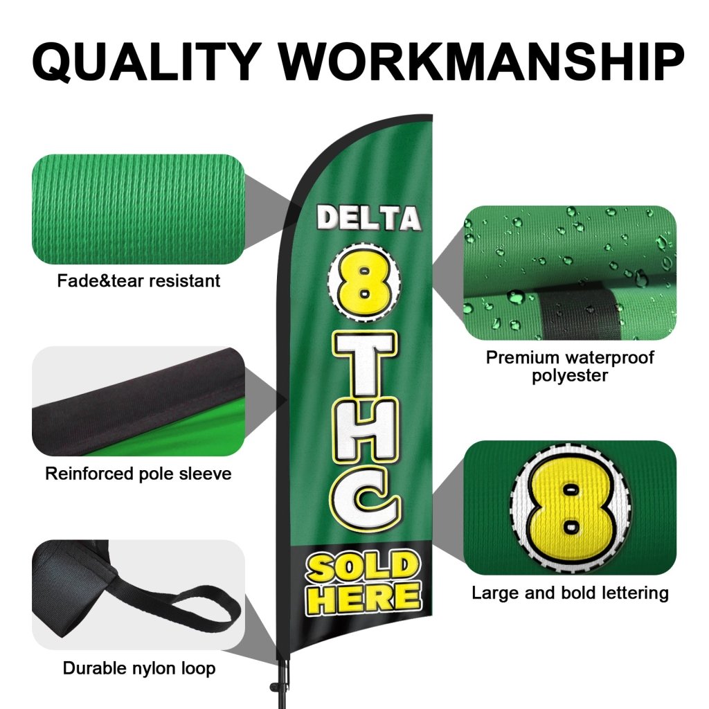 8Ft Delta 8 THC Sold Here 01 Feather Flag with Pole & Stake