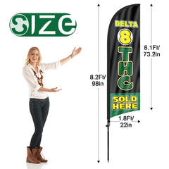 8Ft Delta 8 THC Sold Here Feather Flag with Pole & Stake