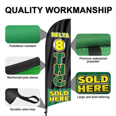 8Ft Delta 8 THC Sold Here Feather Flag with Pole & Stake