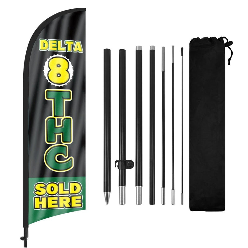 8Ft Delta 8 THC Sold Here Feather Flag with Pole & Stake