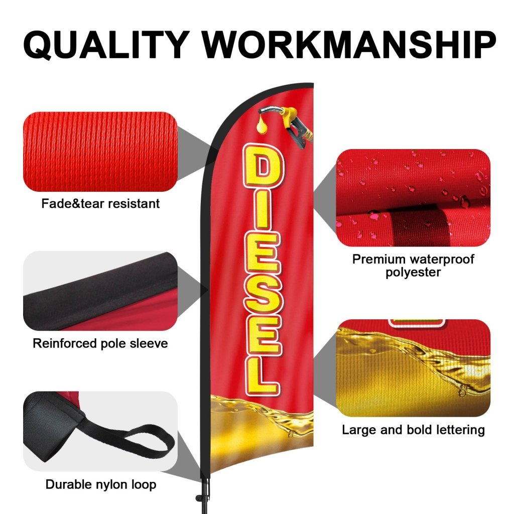 8ft Diesel Red Feather Flag Pole Kit