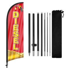 8ft Diesel Red Feather Flag Pole Kit