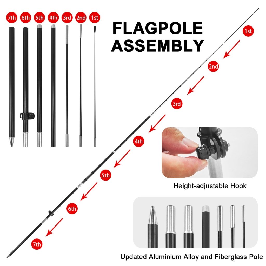 8ft Diesel Red Feather Flag Pole Kit