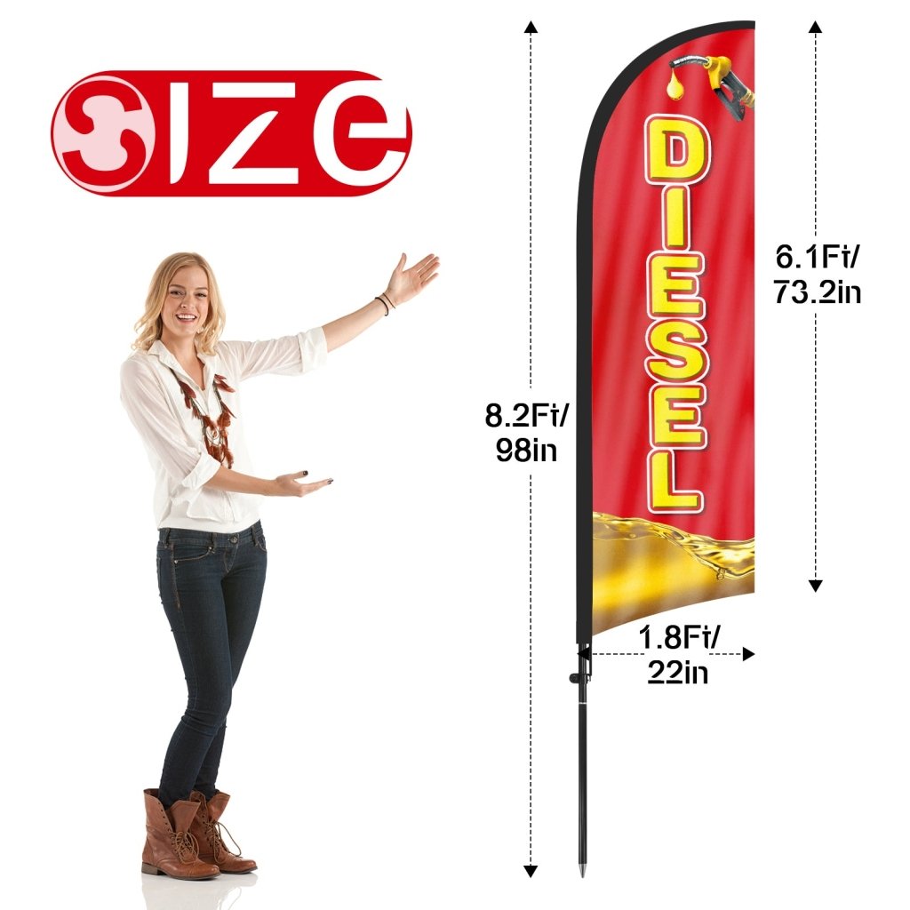 8ft Diesel Red Feather Flag Pole Kit