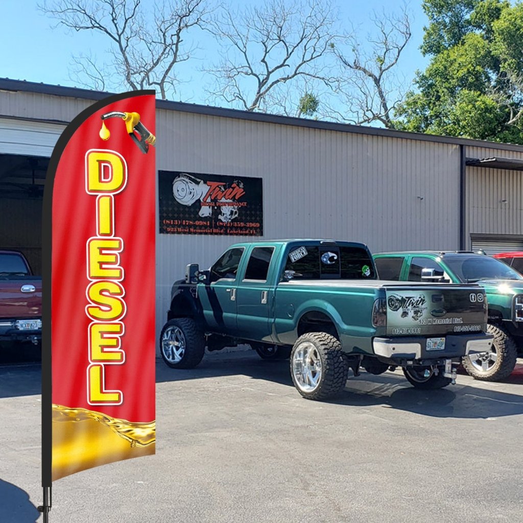 8ft Diesel Red Feather Flag Pole Kit