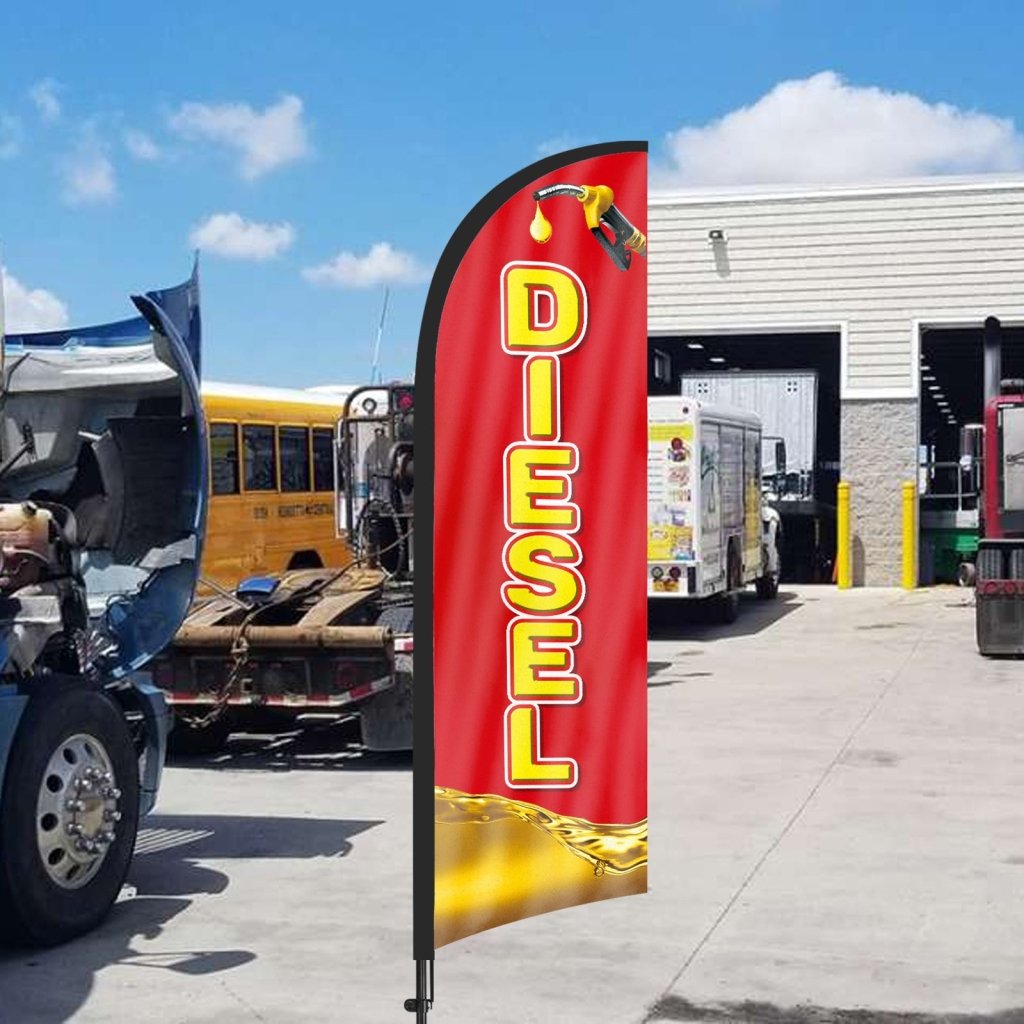 8ft Diesel Red Feather Flag Pole Kit