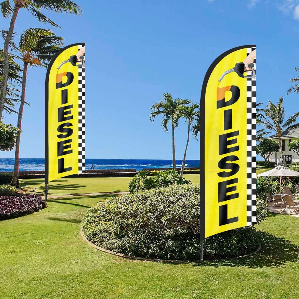 8ft Diesel Yellow Feather Flag Pole Kit