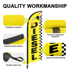8ft Diesel Yellow Feather Flag Pole Kit