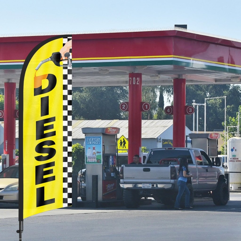 8ft Diesel Yellow Feather Flag Pole Kit