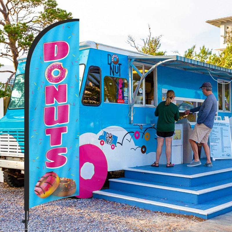 8Ft Donuts Blue Feather Flag Pole Kit