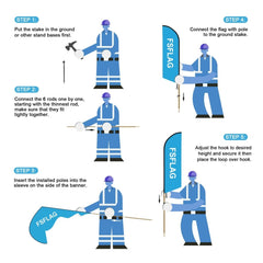 8Ft Donuts Blue Feather Flag Pole Kit