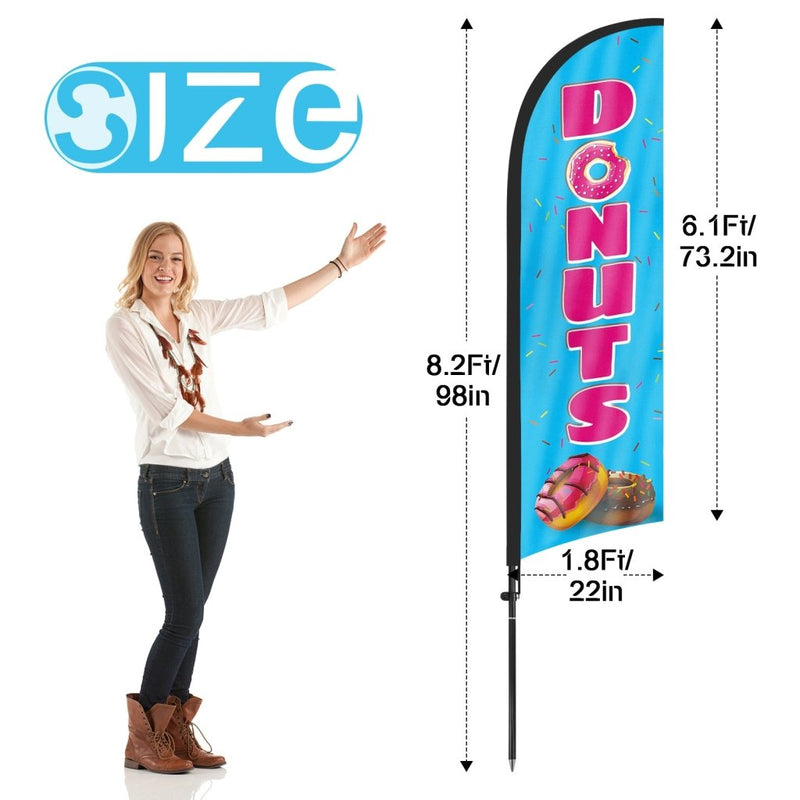 8Ft Donuts Blue Feather Flag Pole Kit